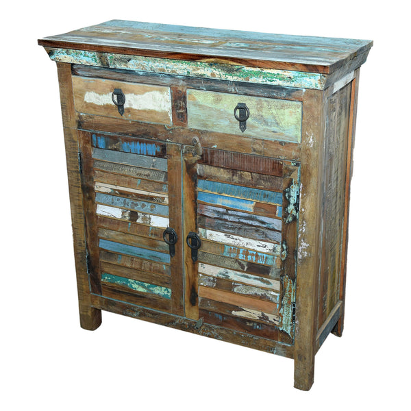 Marine Recycled 2 Drawer 2 Louvered Door Sideboard