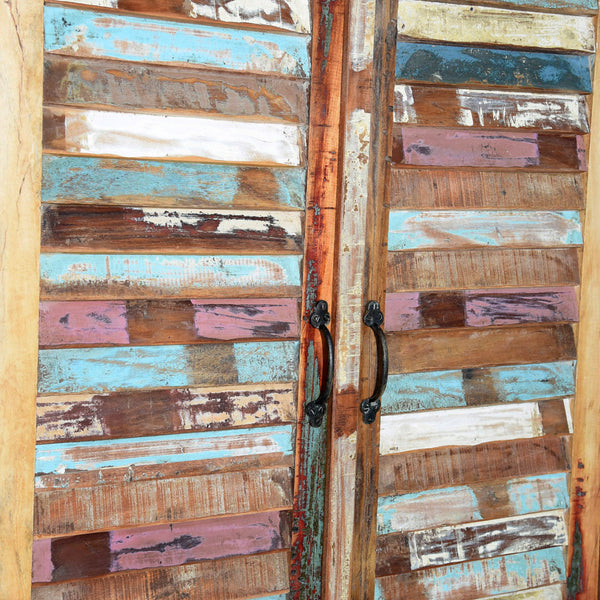 Marine Recycled 5 Drawer Tall Cabinet with Louvered Doors