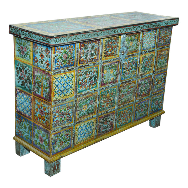 Antique Hand Painted Sideboard with Lift Up Lid