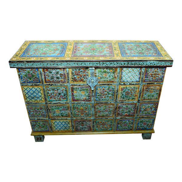 Antique Hand Painted Sideboard with Lift Up Lid