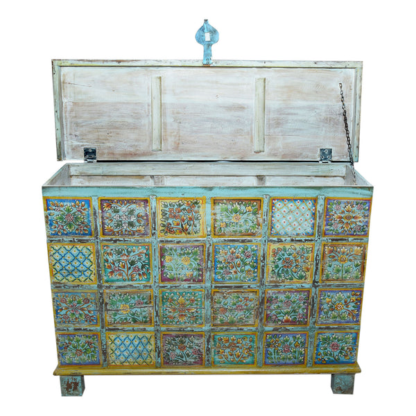 Antique Hand Painted Sideboard with Lift Up Lid