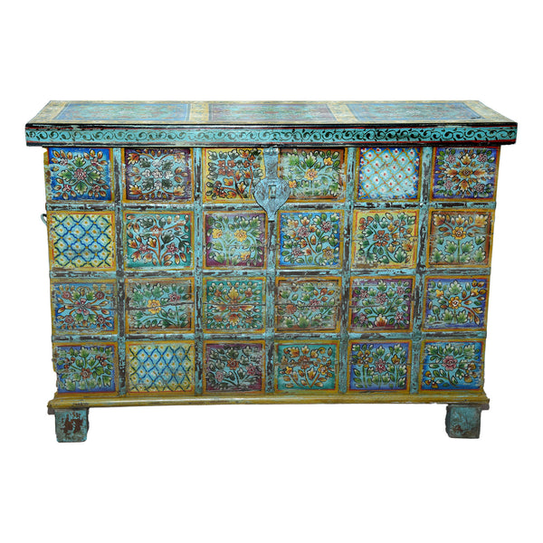 Antique Hand Painted Sideboard with Lift Up Lid