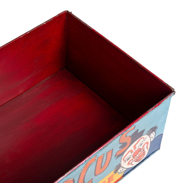 Hand Painted Circus Themed Iron Storage Box