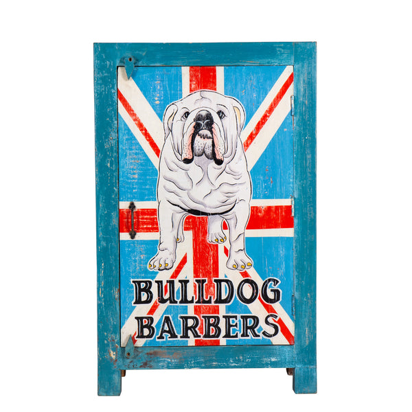 Hand Painted British Bulldog Narrow 1 Door Cabinet