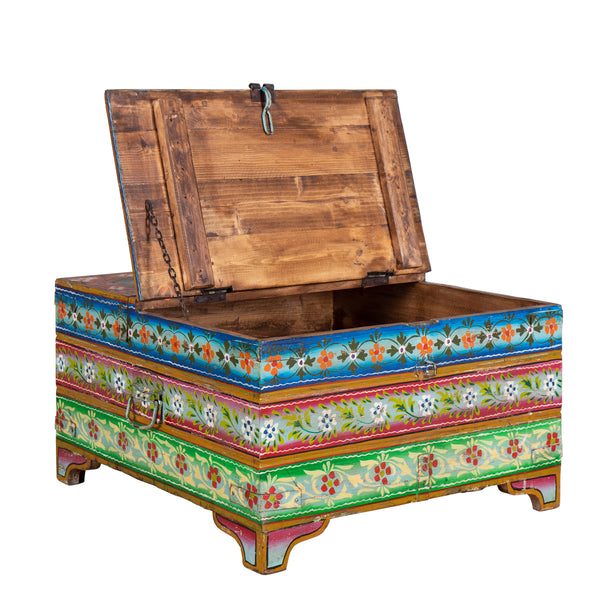 Vintage Hand Painted Coffee Table/ Storage Box