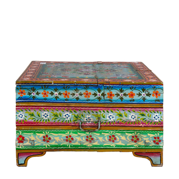 Vintage Hand Painted Coffee Table/ Storage Box