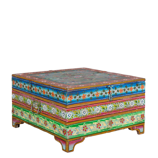 Vintage Hand Painted Coffee Table/ Storage Box