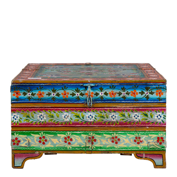 Vintage Hand Painted Coffee Table/ Storage Box