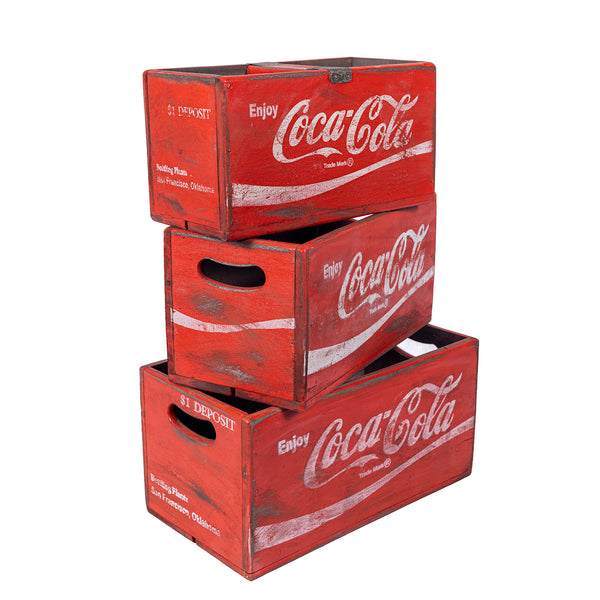 Set of 3 Nesting Rectangular Fish Boxes - Coca Cola