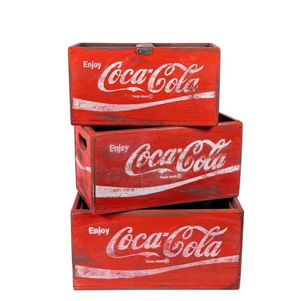 Set of 3 Rectangular Fish Boxes - Coca Cola