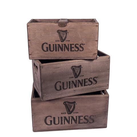 Set of 3 Nesting Rectangular Fish Boxes - Guinness with Harp Logo