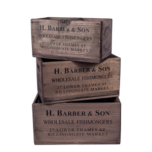 Set of 3 Nesting Rectangular Fish Boxes - H.Barber & Sons