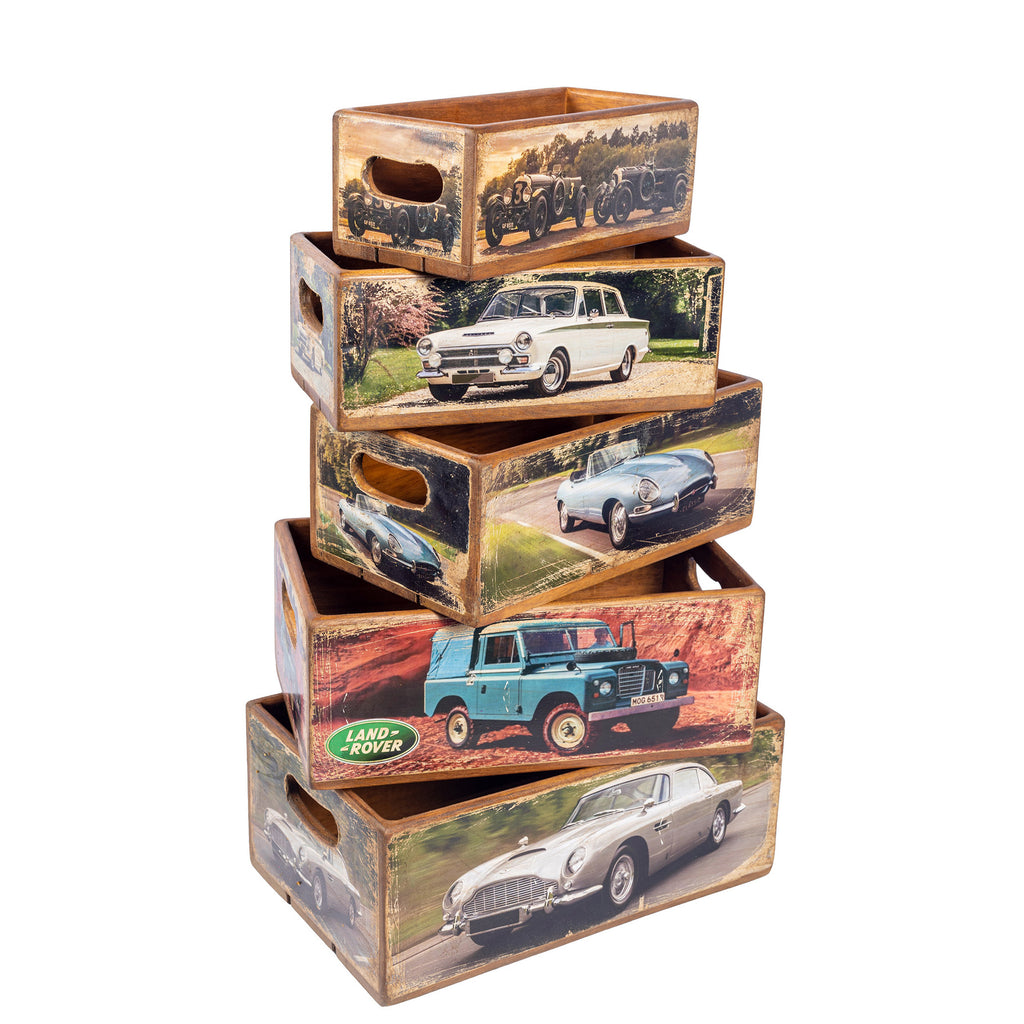 Shellfish Box Set of 5 Nesting Shellfish Boxes - Antique Cars – Sarru Home