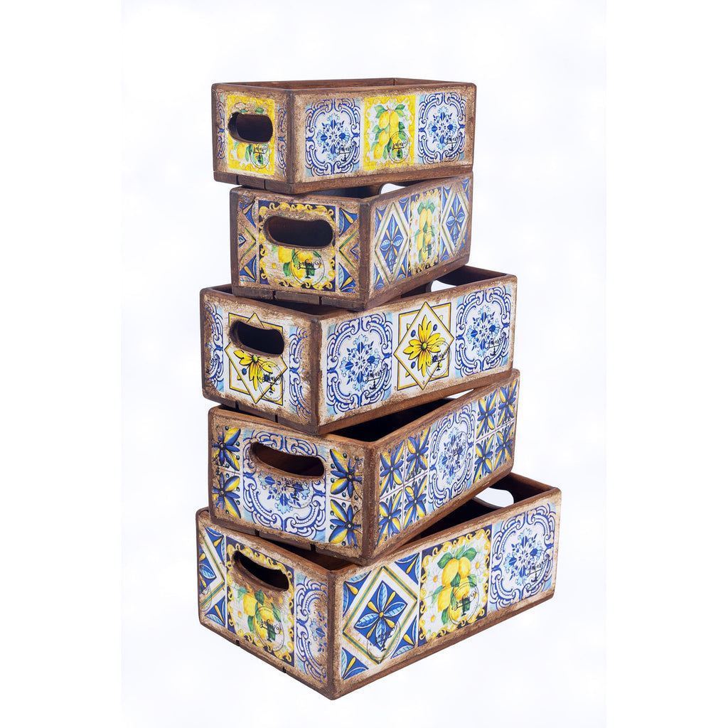 Shellfish Box Set of 5 Nesting Shellfish Boxes - Amalfi Tile – Sarru Home