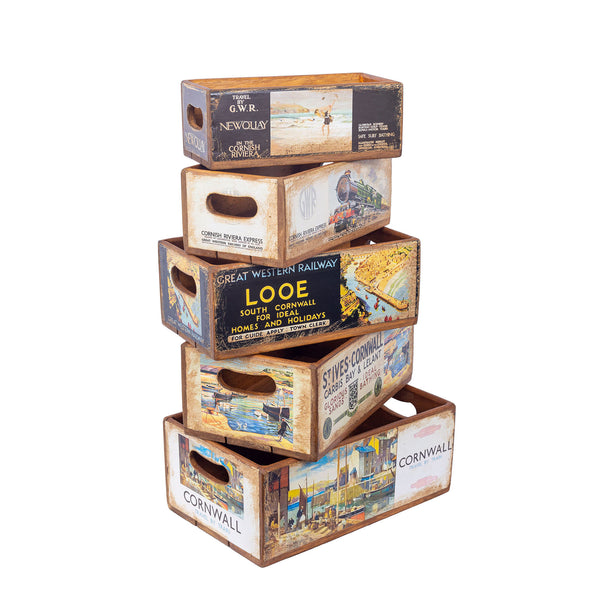 Set of 5 Nesitng Shellfish Boxes - Cornwall