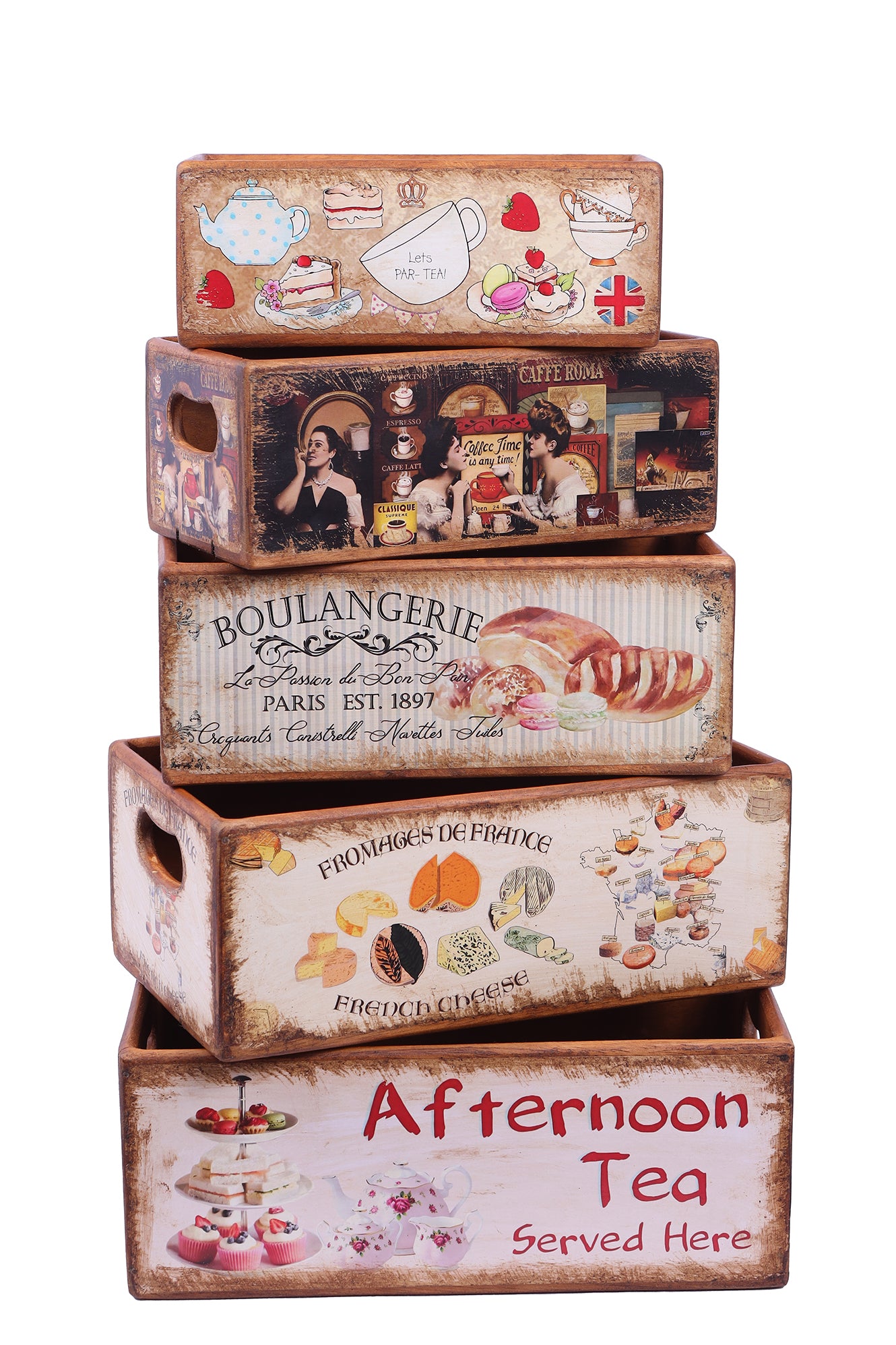 Set of 5 Shellfish Nesting Boxes - Delicious