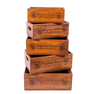 Set of 5 Nesting Shellfish Boxes - Hogwarts School with 2 Logos
