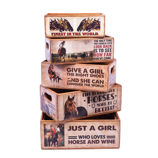 Set of 5 Shellfish Nesting Boxes - Horses