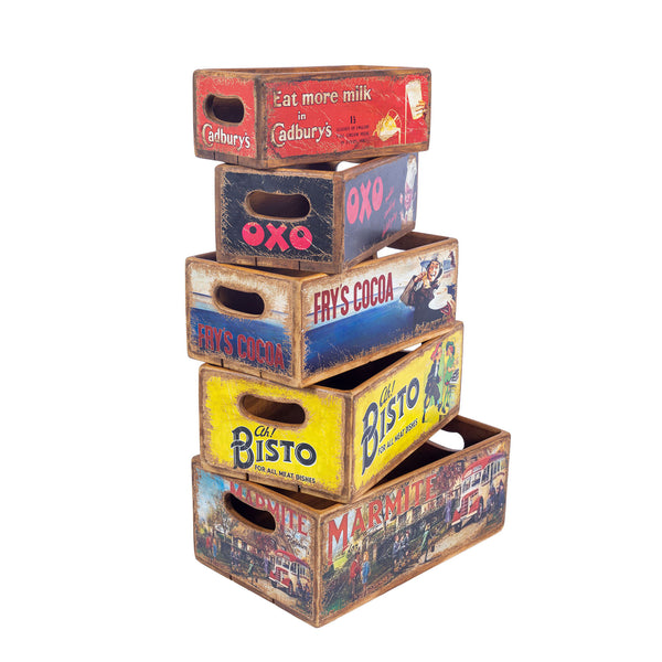 Set of 5 Nesting Shellfish Boxes - Old Adverts 2