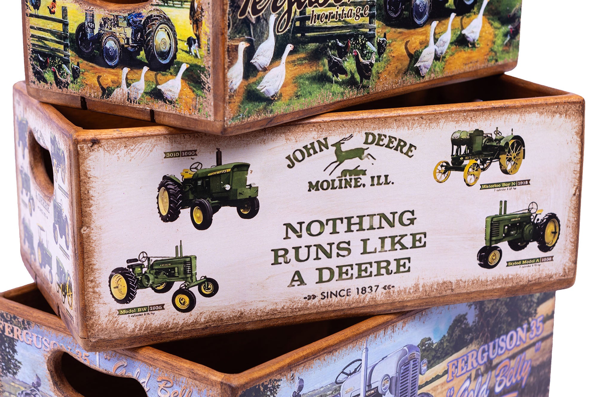 Set of 5 Shellfish Nesting Boxes -Vintage Tractors