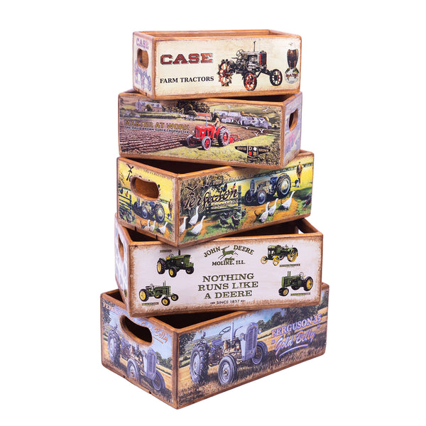 Set of 5 Shellfish Nesting Boxes -Vintage Tractors