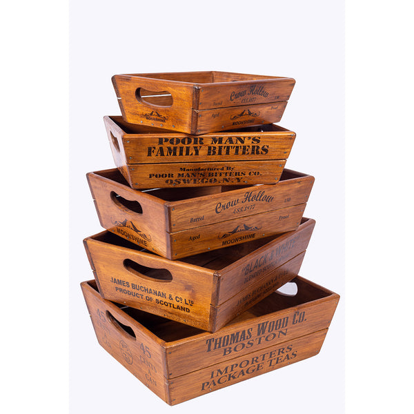 Set of 5 Nesting Vintage Oyster Boxes - Thomas Wood Co