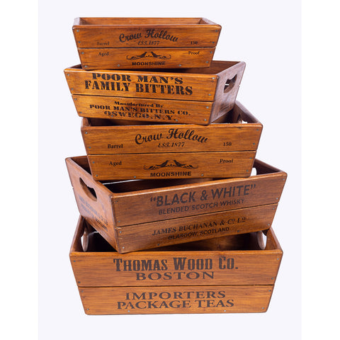 Set of 5 Nesting Vintage Oyster Boxes - Thomas Wood Co