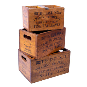 Set of 3 Nesting Medium Vintage Boxes - British East India