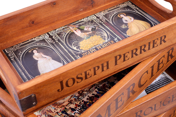 Set of 5 Vintage Wooden Serving Trays - Champagne