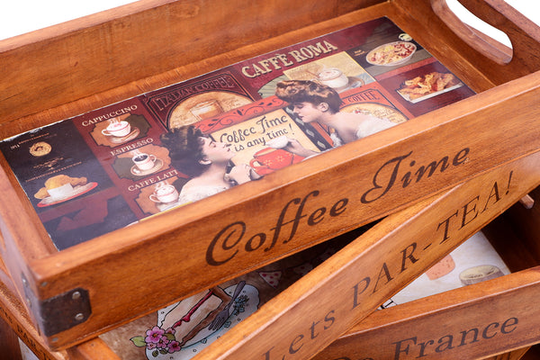 Set of 5 Vintage Wooden Serving Trays - Delicious