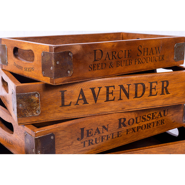 Set of 5 Vintage Wooden Serving Trays - Lavender