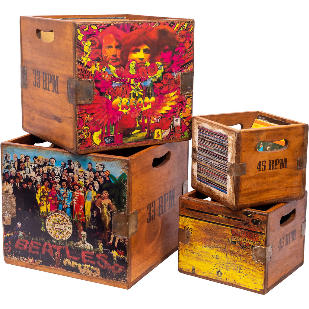 Recond Box Set of 4 Nesting Vinyl Record Boxes - Beatles et al – Sarru Home