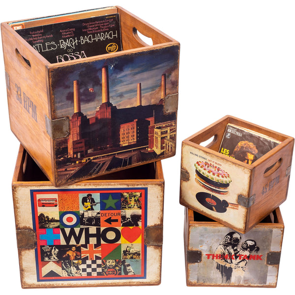 Set of 4 Nesting Vinyl Record Boxes - Who et al