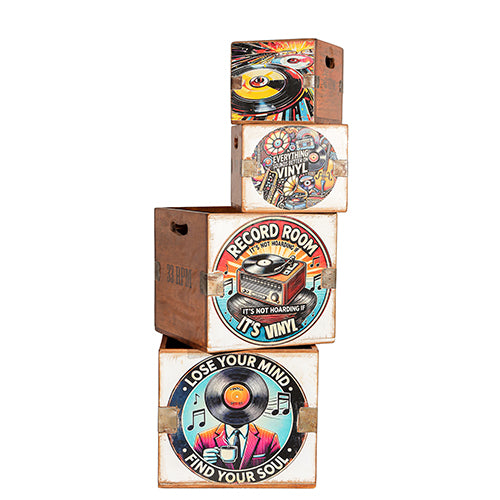 Set of 4 Record Boxes- Vinyl
