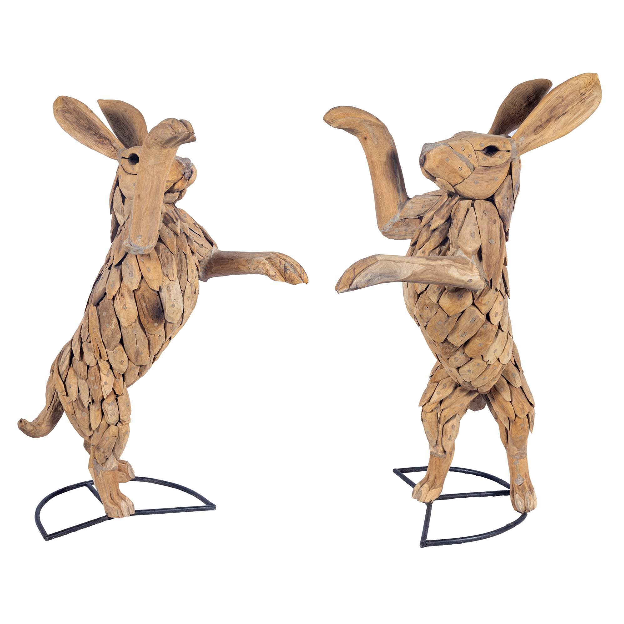 A Pair of Large Fighting Hares