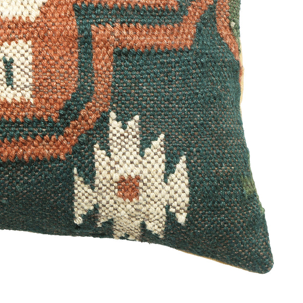 Kilim Flatweave Rectangular Cushion - Green