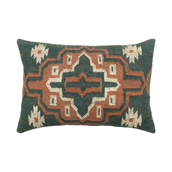 Kilim Flatweave Rectangular Cushion - Green