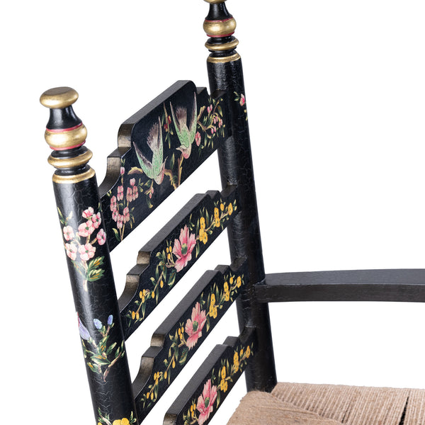 Black Lyre Bird Design Wooden Arm Chair