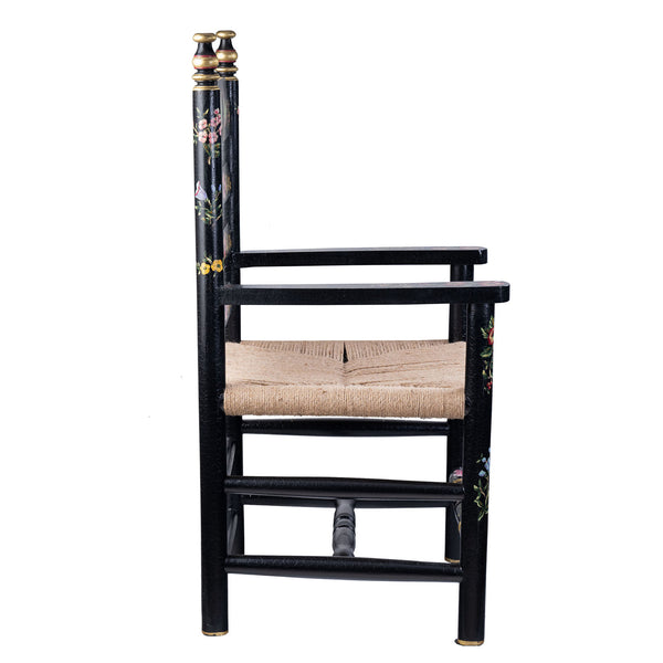 Black Lyre Bird Design Wooden Arm Chair