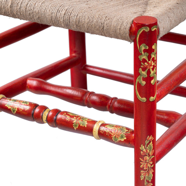 Red Floral Design Wooden Chair