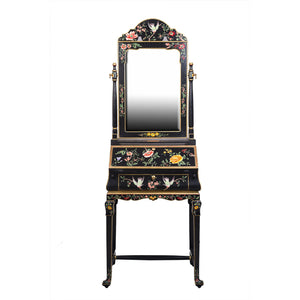Black Lyre Bird Design Dresser with Mirror