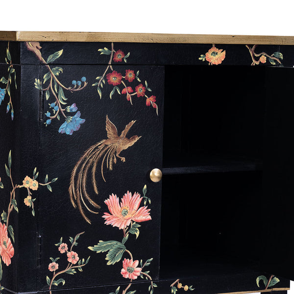 Black Lyre Bird Design Cabinet