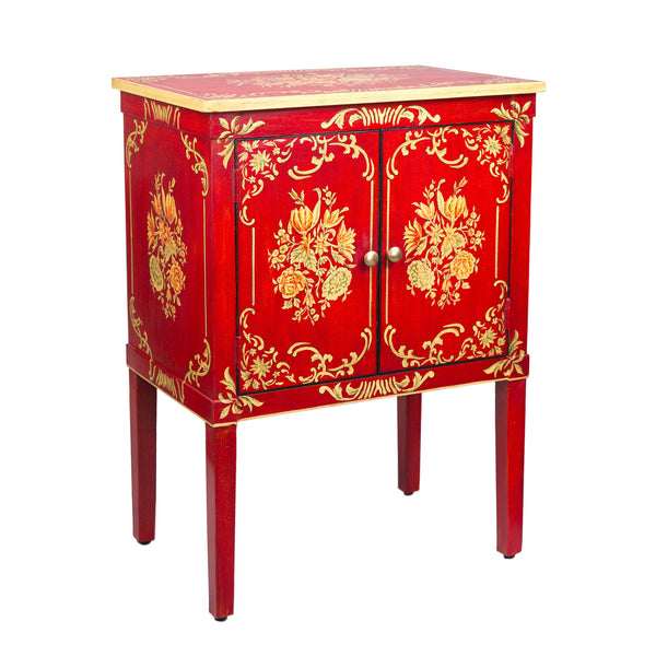 Red Floral Design Cabinet