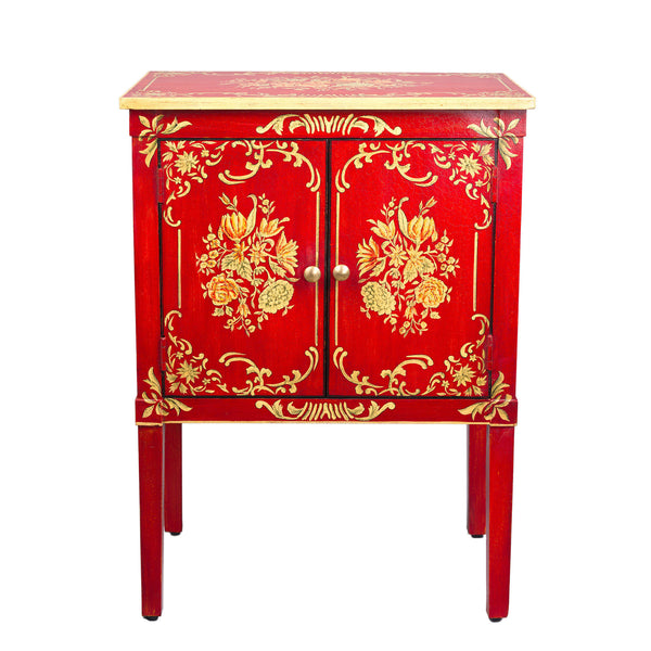 Red Floral Design Cabinet