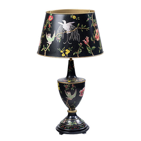 Black Lyre Bird Design Lamp with shade