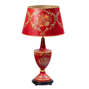 Red Floral Design Lamp with shade