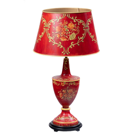 Red Floral Design Lamp with shade