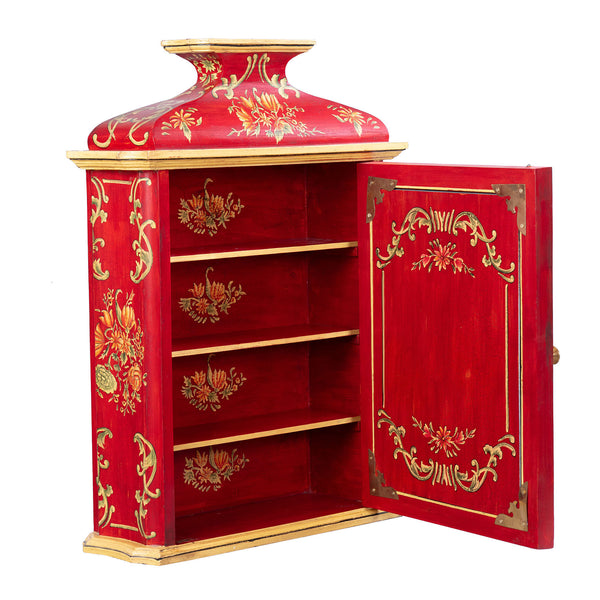 Red Floral Design Wall Unit