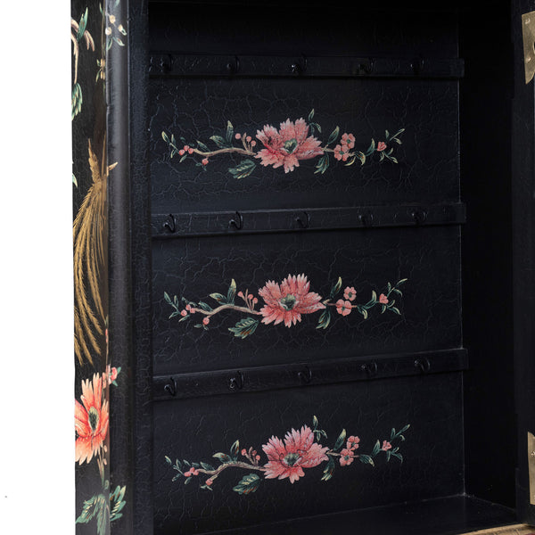 Black Lyre Bird Design Key Cabinet