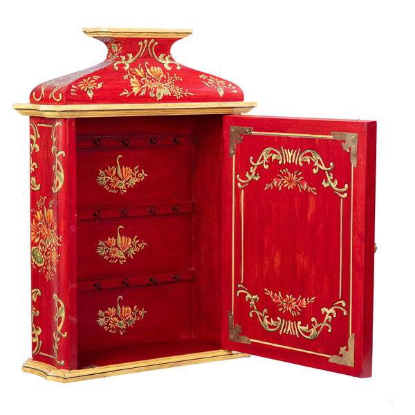 Red Floral Design Key Cabinet